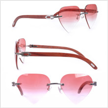 Bras en bois / Coeur / Lunettes couleur rose